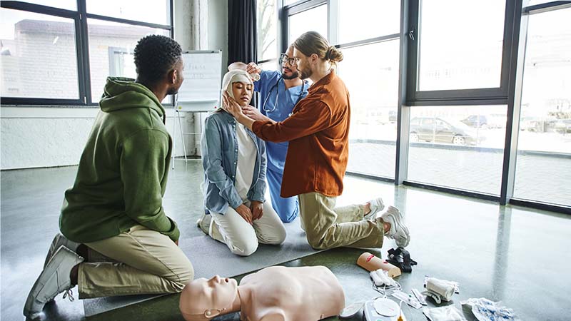 Man Participating In First Aid Training